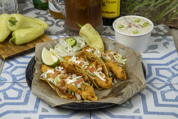 Queso Shrimp Tacos